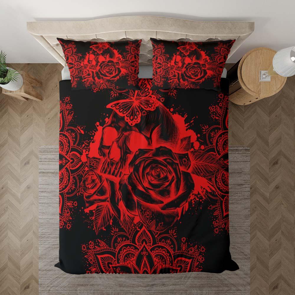 Red Skull Mandala Duvet Cover Set - Wonder Skull