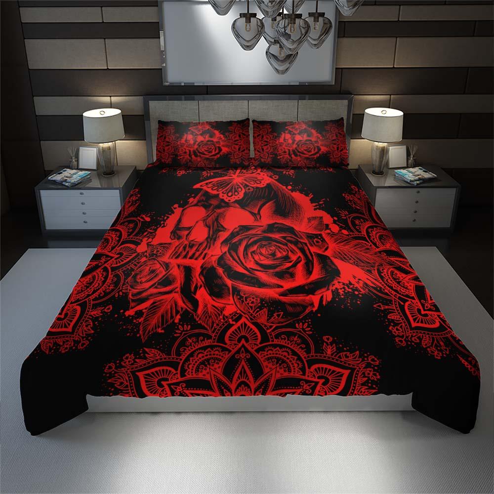Red Skull Mandala Duvet Cover Set - Wonder Skull