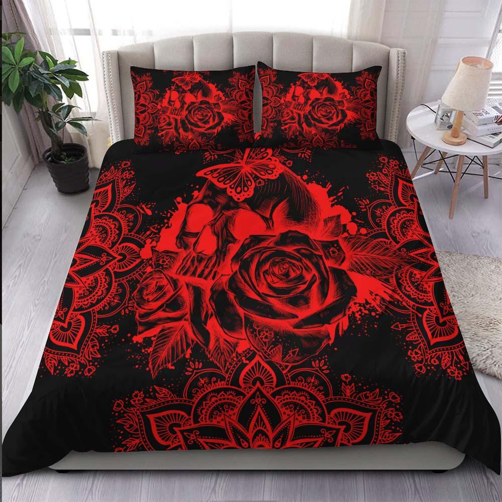 Red Skull Mandala Duvet Cover Set - Wonder Skull