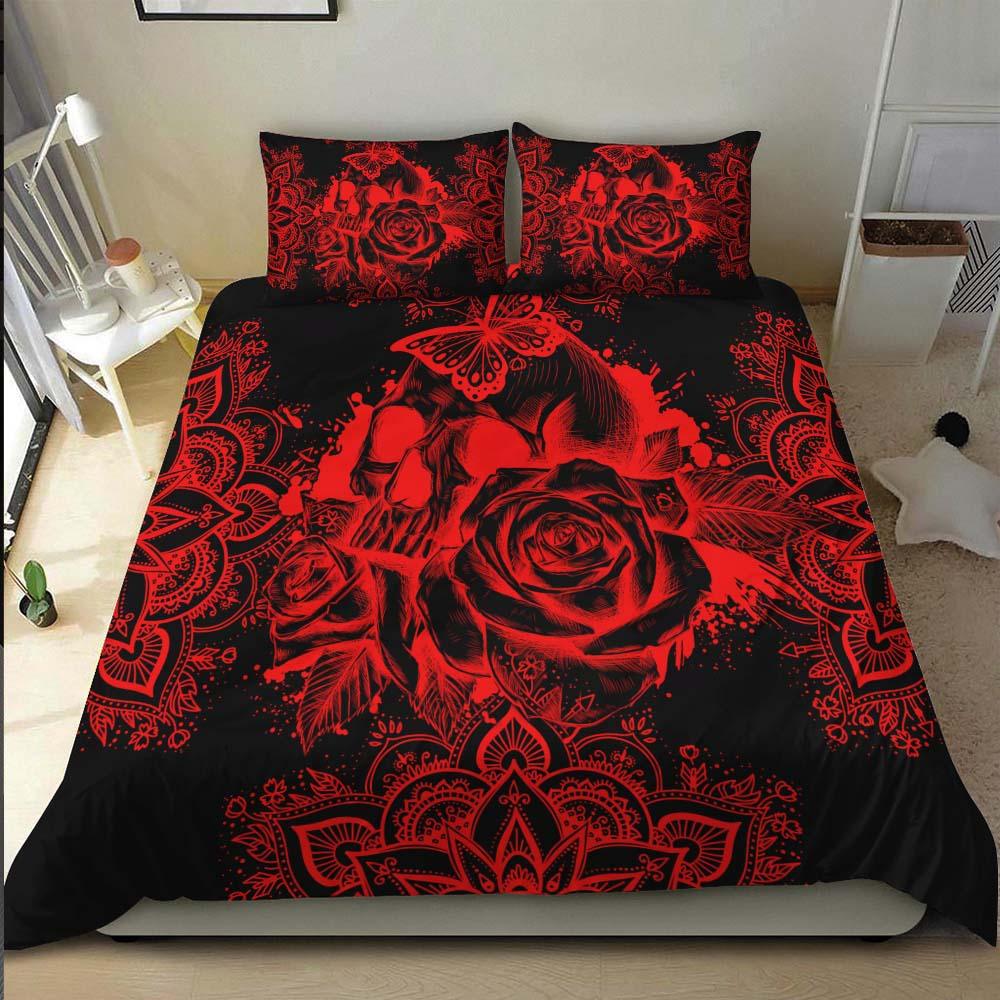 Red Skull Mandala Duvet Cover Set - Wonder Skull