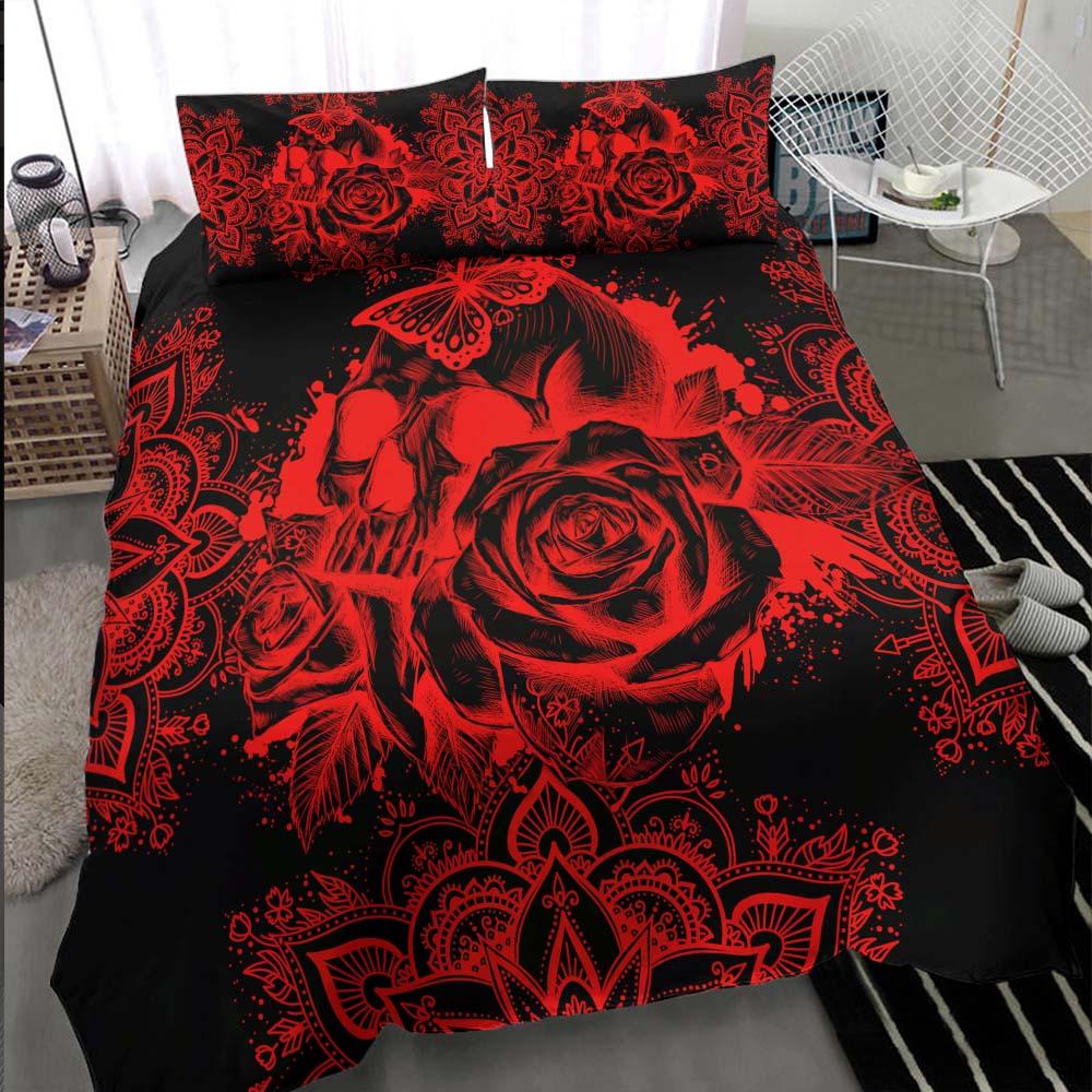 Red Skull Mandala Duvet Cover Set - Wonder Skull