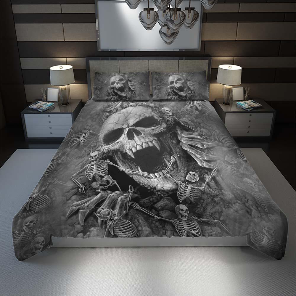 Scary Skull Death Ripping Through Duvet Cover Set - Wonder Skull