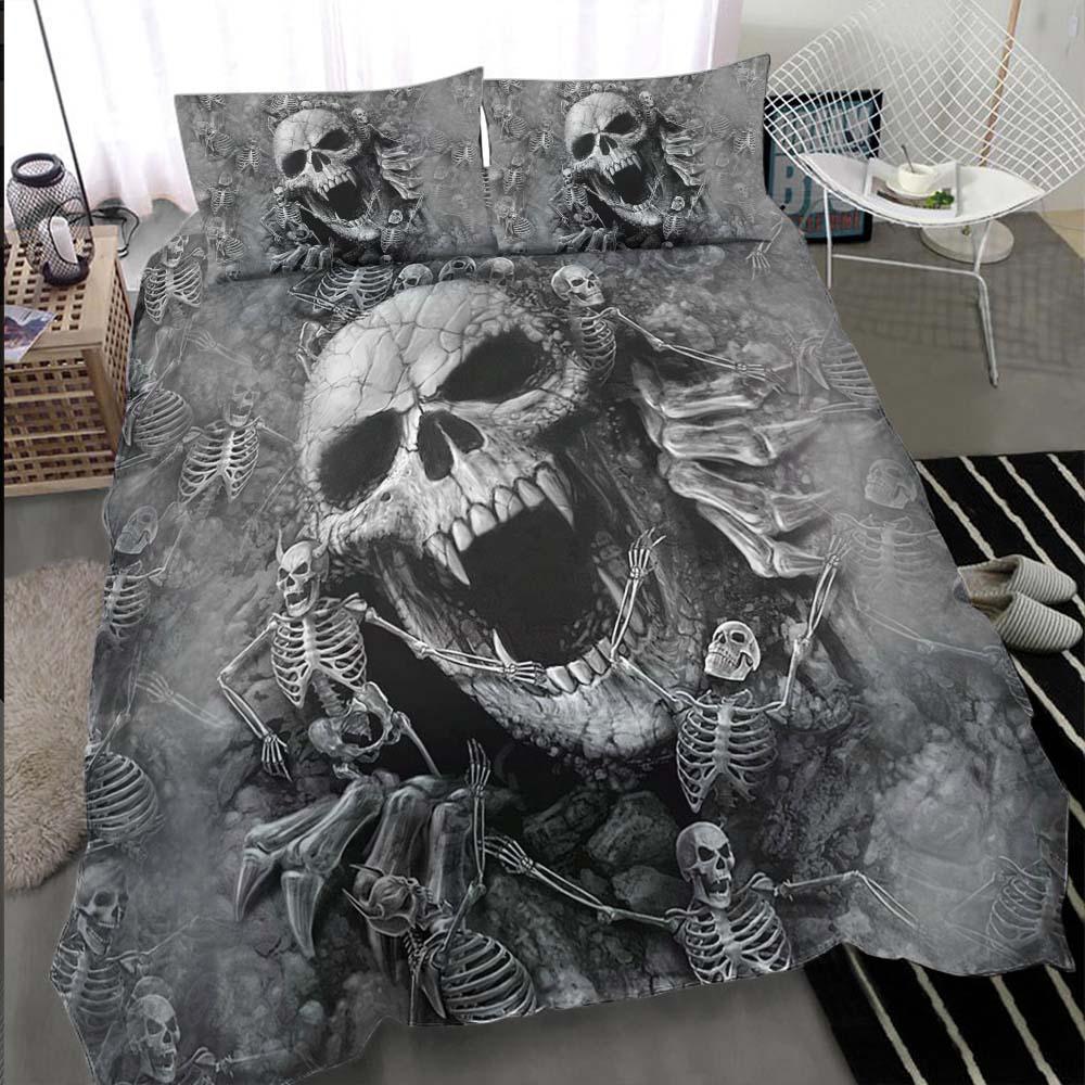 Scary Skull Death Ripping Through Duvet Cover Set - Wonder Skull