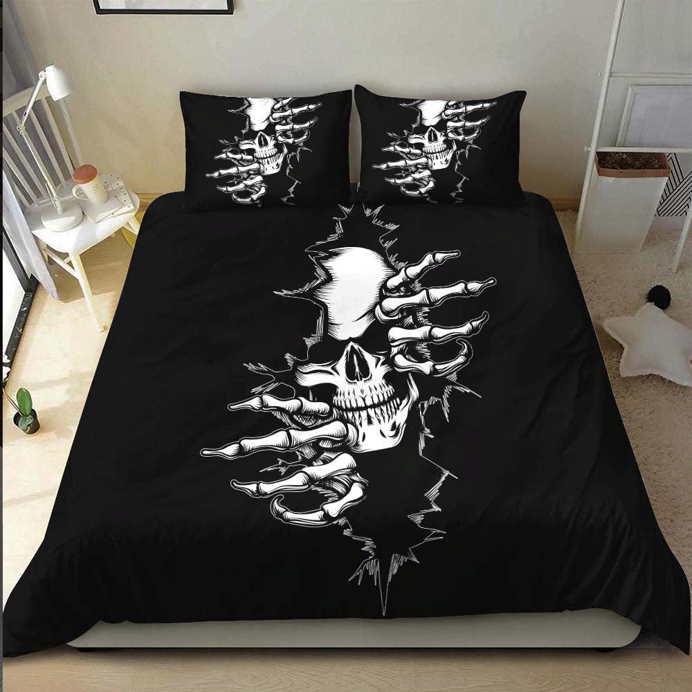 Scary Skull Peeping Duvet Cover Set - Wonder Skull