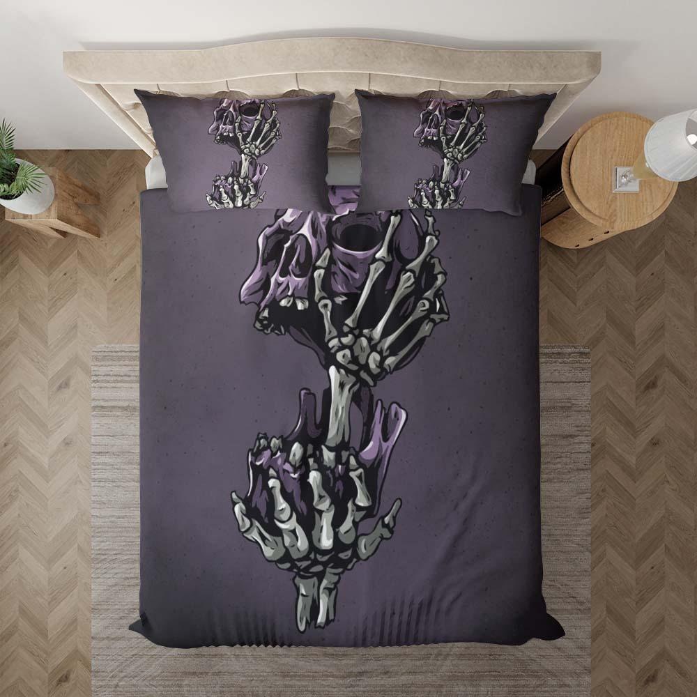 Skeleton Hand Hold Purple Skull Duvet Cover Set - Wonder Skull