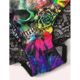 Skull Tie Dye Contrast Lace Underwire Lingerie Set - Wonder Skull