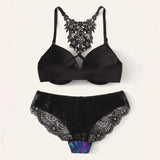 Skull Tie Dye Contrast Lace Underwire Lingerie Set - Wonder Skull