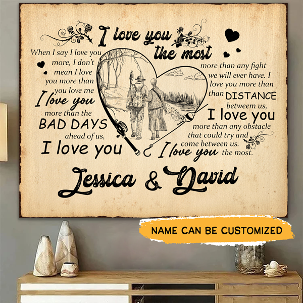 I Love You The Most - Personalized Skull Couple Canvas Gallery Wraps Gift