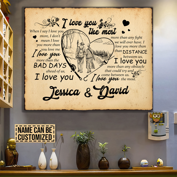 I Love You The Most - Personalized Skull Couple Canvas Gallery Wraps Gift