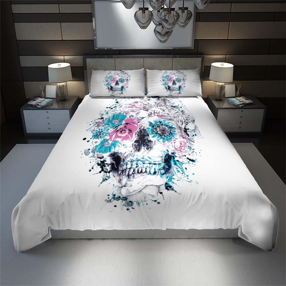 Splash Skull Flower Art Duvet Cover Set - Wonder Skull