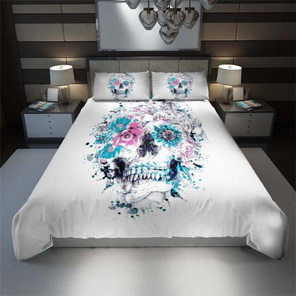 Splash Skull Flower Art Duvet Cover Set - Wonder Skull