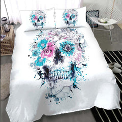 Splash Skull Flower Art Duvet Cover Set - Wonder Skull