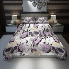 Sugar Skull Flower Pattern Duvet Cover Set - Wonder Skull