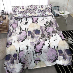 Sugar Skull Flower Pattern Duvet Cover Set - Wonder Skull