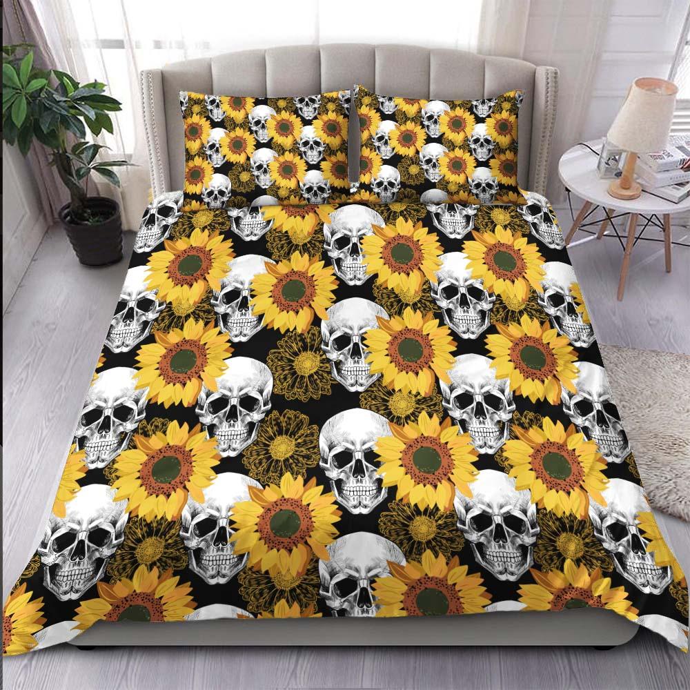 Sunflower Skull Pattern Duvet Cover Set - Wonder Skull