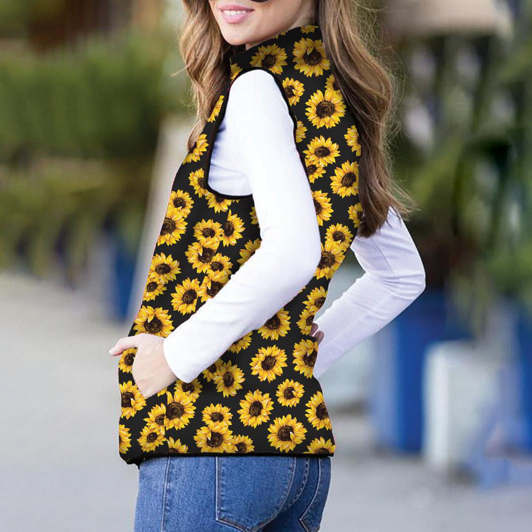 Sunflower Sherpa Jacket, Stunning Outerwear For Women - Wonder Skull
