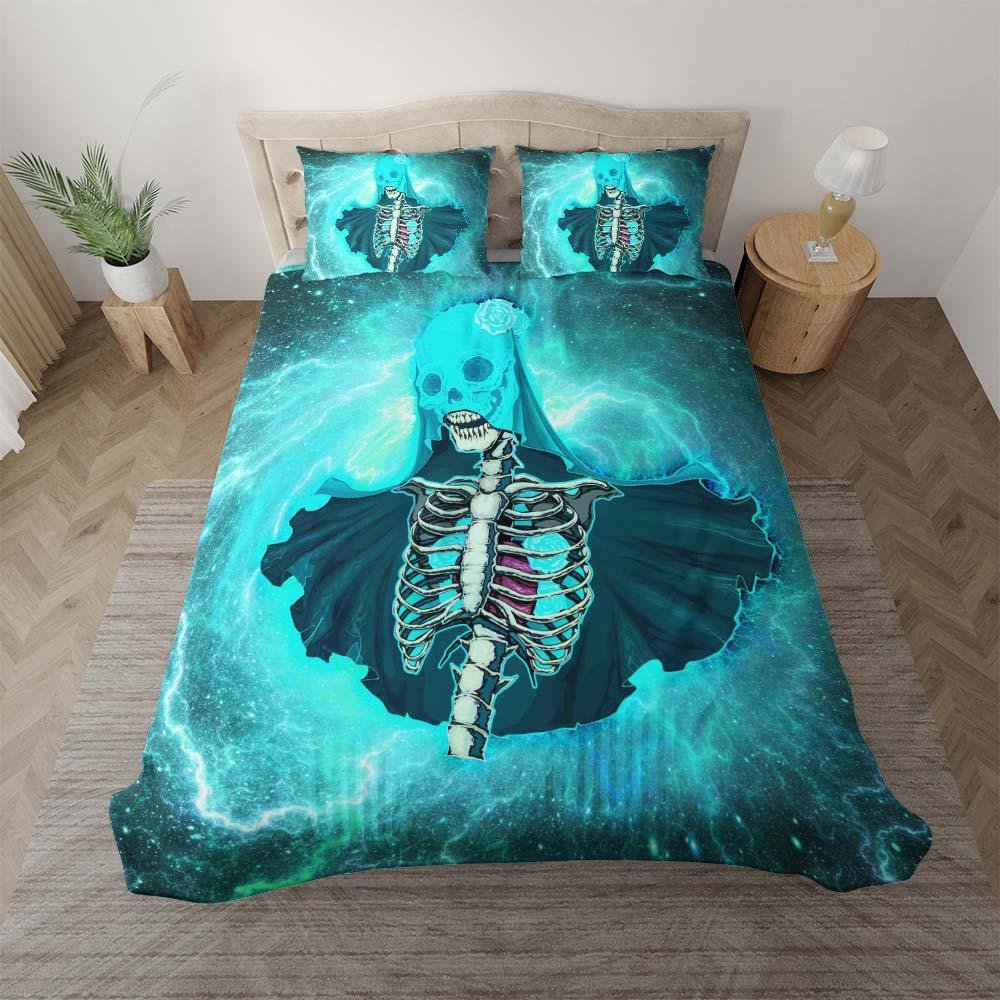 Thunder Skeleton Bride Duvet Cover Set - Wonder Skull