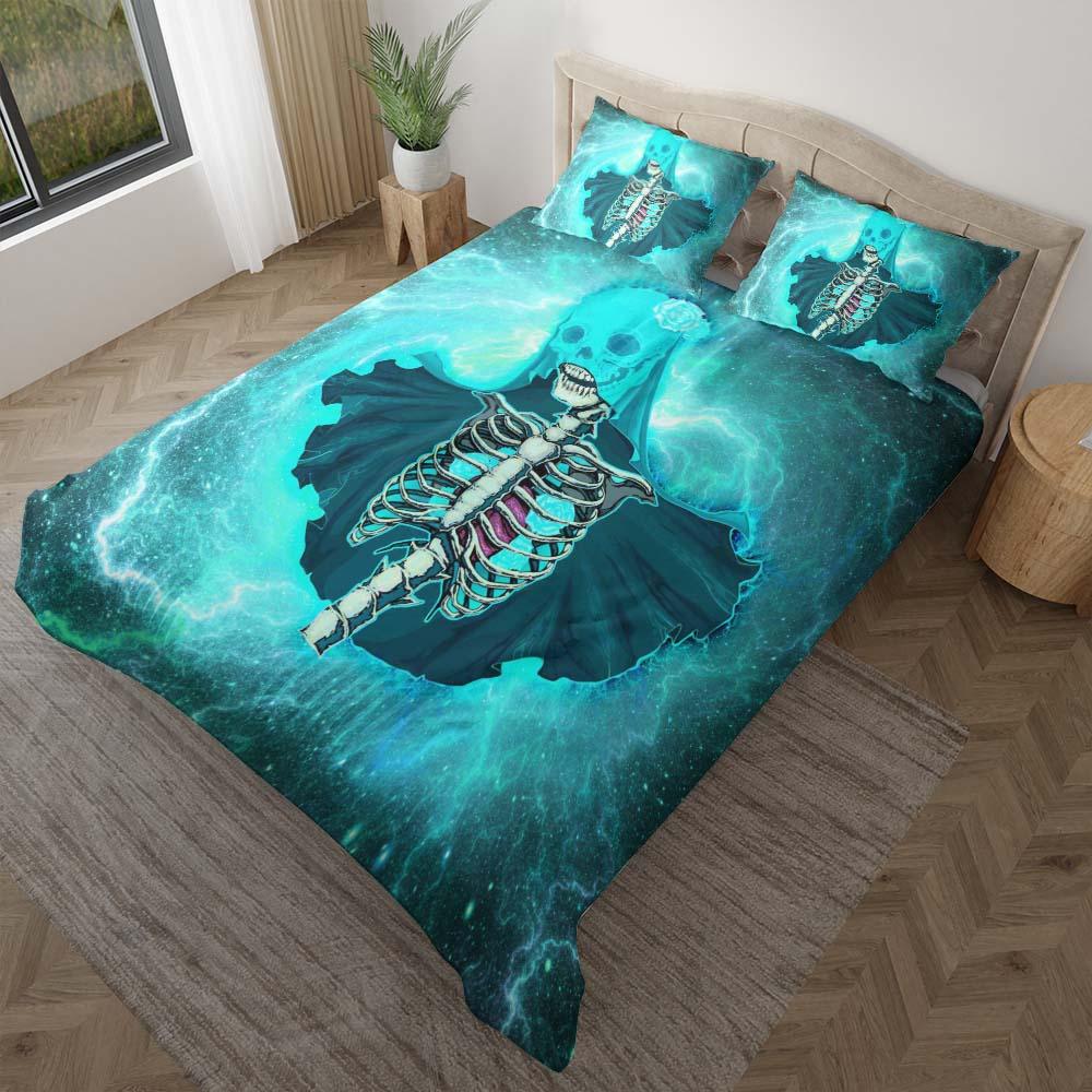 Thunder Skeleton Bride Duvet Cover Set - Wonder Skull