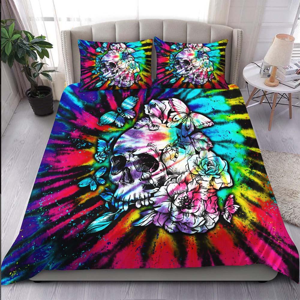 Tie Dye Butterfly Skull Duvet Cover Set - Wonder Skull
