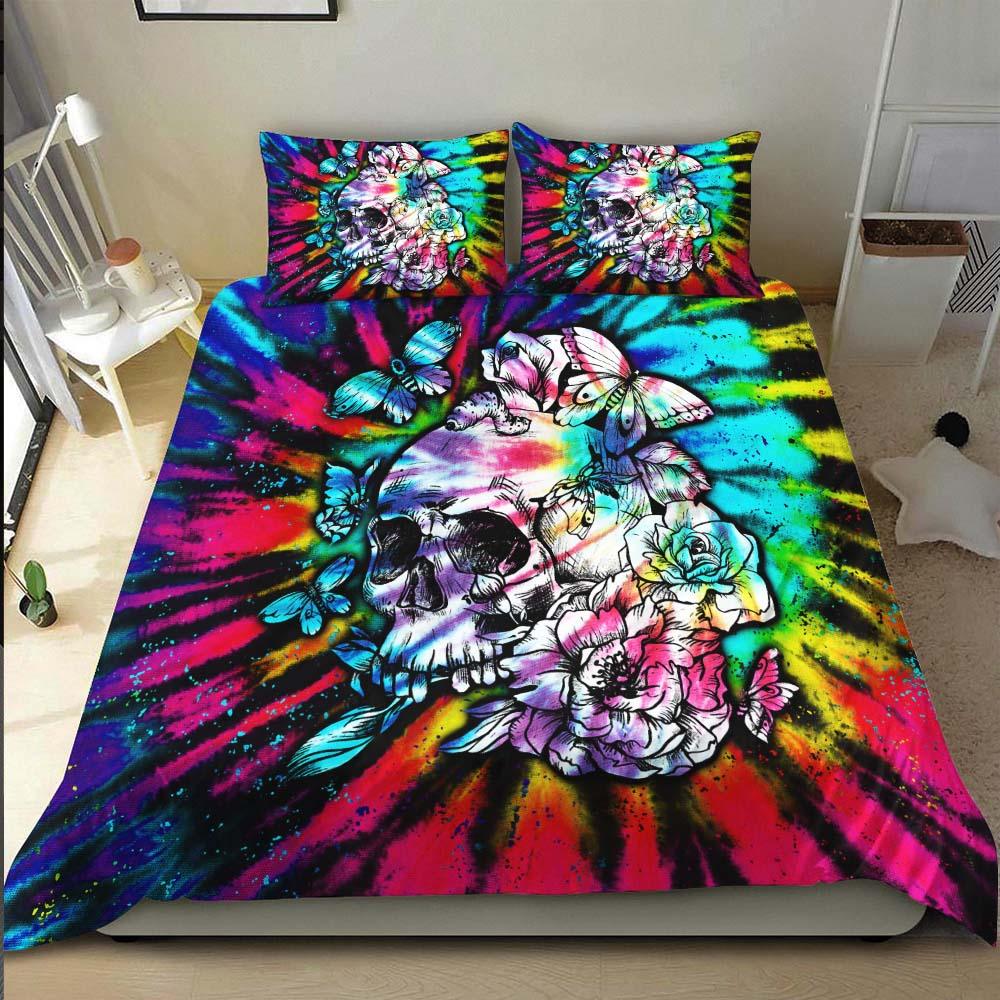 Tie Dye Butterfly Skull Duvet Cover Set - Wonder Skull