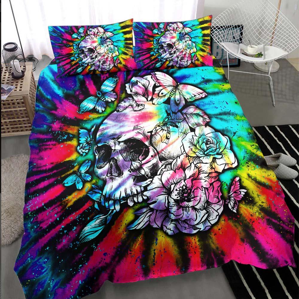 Tie Dye Butterfly Skull Duvet Cover Set - Wonder Skull