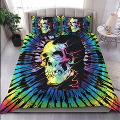 Tie Dye Colors Skull In Hood Duvet Cover Set - Wonder Skull