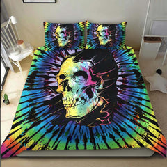 Tie Dye Colors Skull In Hood Duvet Cover Set - Wonder Skull