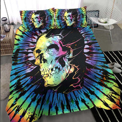 Tie Dye Colors Skull In Hood Duvet Cover Set - Wonder Skull