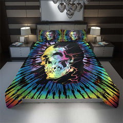 Tie Dye Colors Skull In Hood Duvet Cover Set - Wonder Skull