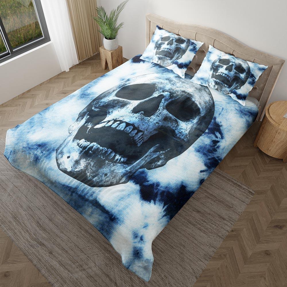 Tie Dye Dark Blue Duvet Cover Set - Wonder Skull