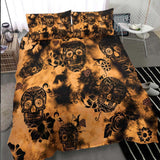 Tie Dye Dark Orange Luxury Sugar Skull Duvet Cover Set - Wonder Skull
