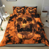 Tie Dye Dark Orange Skull Duvet Cover Set