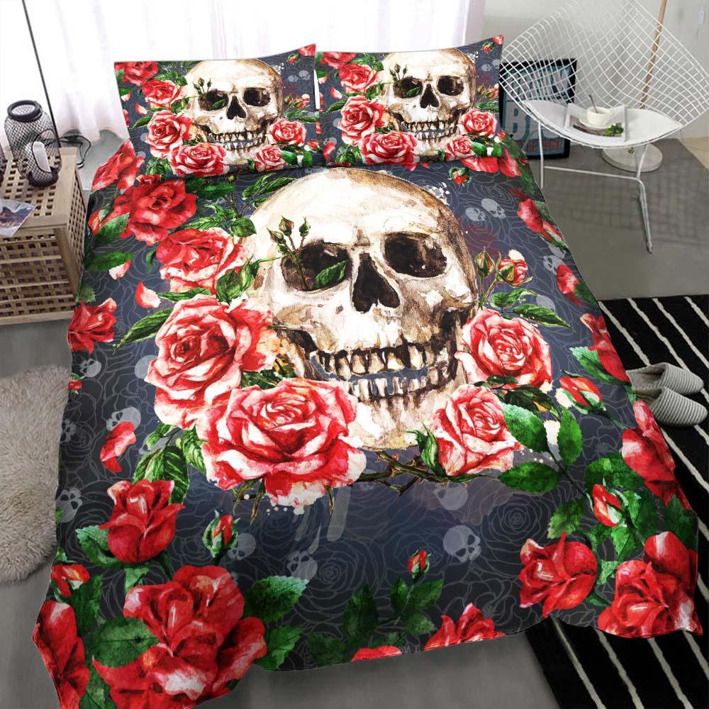 Unique Skull Rose Duvet Cover Set - Wonder Skull