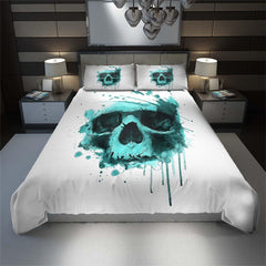 Verdigris Watercolor Skull Duvet Cover Set - Wonder Skull