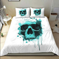 Verdigris Watercolor Skull Duvet Cover Set - Wonder Skull