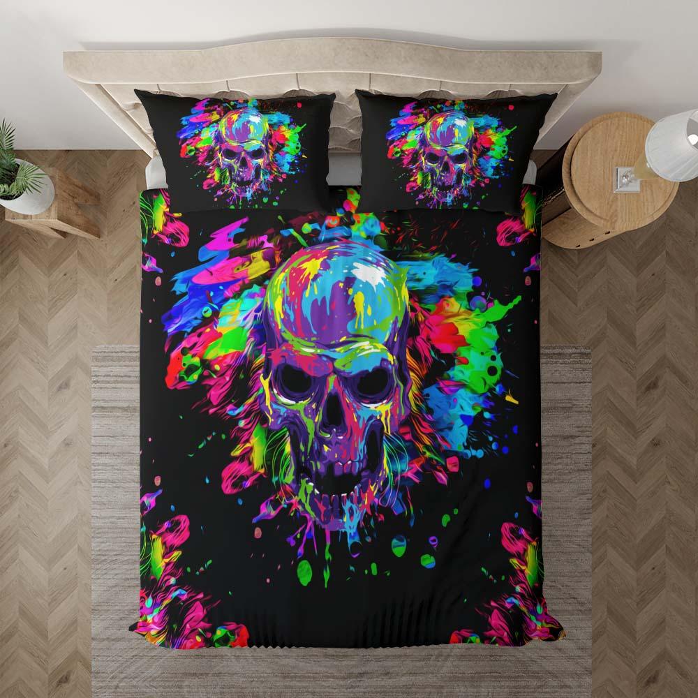 Watercolor Splash Skull Duvet Cover Set - Wonder Skull