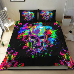 Watercolor Splash Skull Duvet Cover Set - Wonder Skull