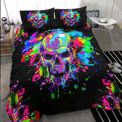 Watercolor Splash Skull Duvet Cover Set - Wonder Skull